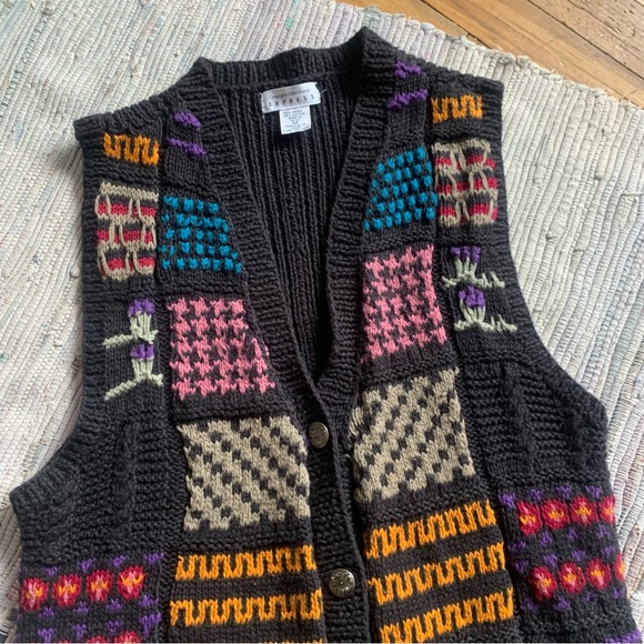 Vintage Sweaters - Vintage Compagnie Internationale Express 90s Geometric Cardigan Sweater vest